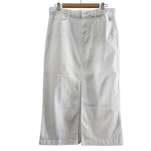 J Jill White Denim Midi Skirt with Braided Belt Size 10